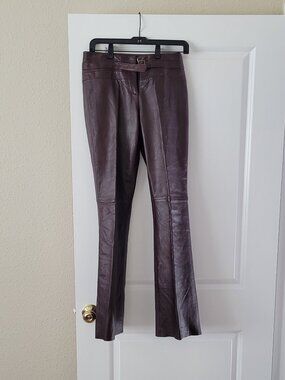 Cache Brown Leather Pants, Size 2